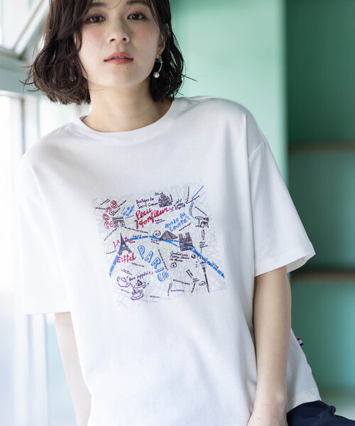 Petit Honfleur(プチオンフルール)の「【イラストレーターコラボ】マップモチーフプリントTシャツ【接触冷感・UVカット・オーガニックコットンブレンド】(Tシャツ/カットソー・レディース・ホワイト/レッド/ネイビー・M/L)」の20枚目の写真