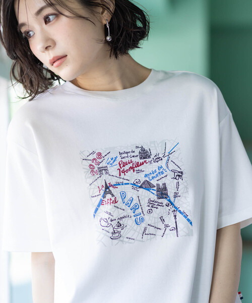 Petit Honfleur(プチオンフルール)の「【イラストレーターコラボ】マップモチーフプリントTシャツ【接触冷感・UVカット・オーガニックコットンブレンド】(Tシャツ/カットソー・レディース・ホワイト/レッド/ネイビー・M/L)」の21枚目の写真