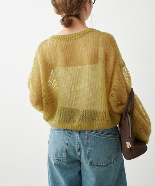 Spick & Span(スピックアンドスパン)の「ルーズモヘヤメッシュアミニット(ニット/セーター・レディース・イエロー/ブラウン・FREE)」の12枚目の写真