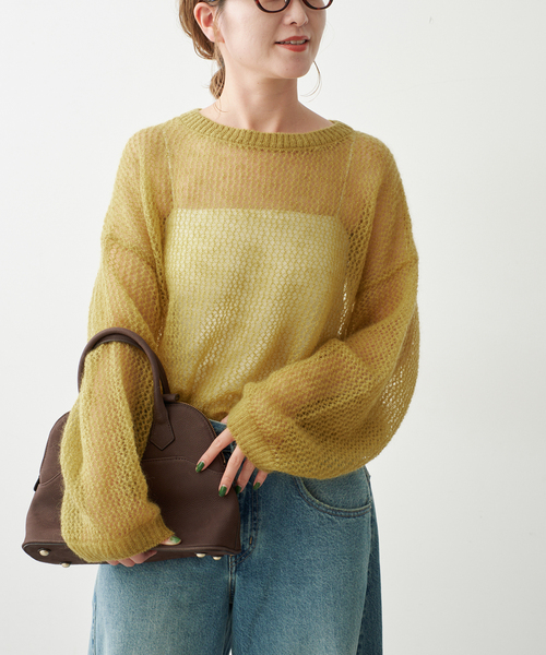Spick & Span(スピックアンドスパン)の「ルーズモヘヤメッシュアミニット(ニット/セーター・レディース・イエロー/ブラウン・FREE)」の13枚目の写真