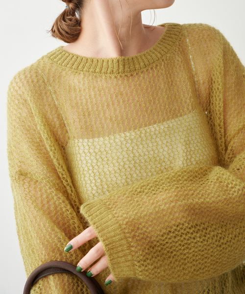 Spick & Span(スピックアンドスパン)の「ルーズモヘヤメッシュアミニット(ニット/セーター・レディース・イエロー/ブラウン・FREE)」の14枚目の写真