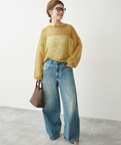 Spick & Span(スピックアンドスパン)の「ルーズモヘヤメッシュアミニット(ニット/セーター・レディース・イエロー/ブラウン・FREE)」の15枚目の写真