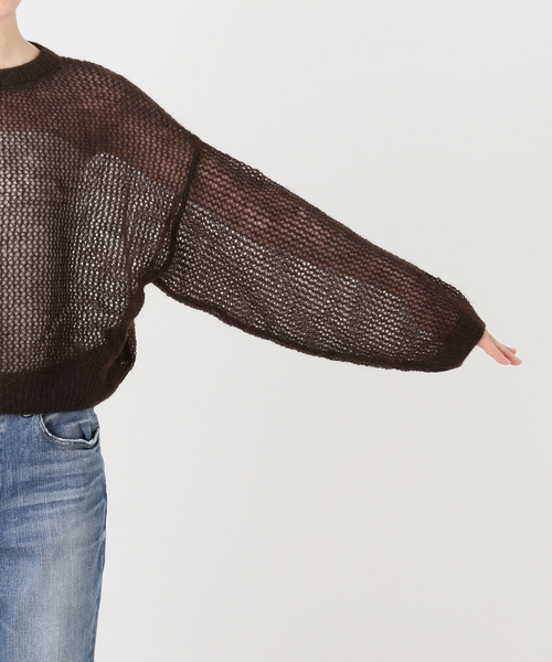 Spick & Span(スピックアンドスパン)の「ルーズモヘヤメッシュアミニット(ニット/セーター・レディース・イエロー/ブラウン・FREE)」の20枚目の写真