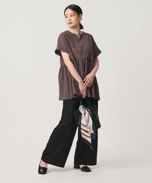 A DAY IN THE LIFE UNITED ARROWS(アデイインザライフユナイテッドアローズ)の「シアーストライプ ペプラムブラウス <A DAY IN THE LIFE>(シャツ/ブラウス・レディース・モカ/イエロー/ネイビー・FREE)」の5枚目の写真