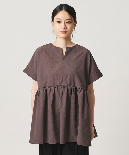 A DAY IN THE LIFE UNITED ARROWS(アデイインザライフユナイテッドアローズ)の「シアーストライプ ペプラムブラウス <A DAY IN THE LIFE>(シャツ/ブラウス・レディース・モカ/イエロー/ネイビー・FREE)」の6枚目の写真