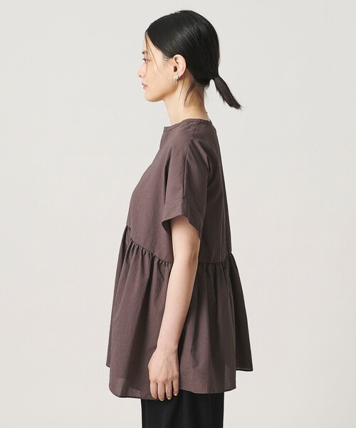A DAY IN THE LIFE UNITED ARROWS(アデイインザライフユナイテッドアローズ)の「シアーストライプ ペプラムブラウス <A DAY IN THE LIFE>(シャツ/ブラウス・レディース・モカ/イエロー/ネイビー・FREE)」の7枚目の写真