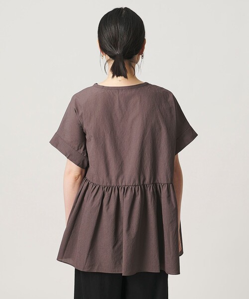 A DAY IN THE LIFE UNITED ARROWS(アデイインザライフユナイテッドアローズ)の「シアーストライプ ペプラムブラウス <A DAY IN THE LIFE>(シャツ/ブラウス・レディース・モカ/イエロー/ネイビー・FREE)」の8枚目の写真