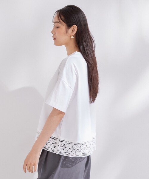 OPAQUE.CLIP(オペークドットクリップ)の「裾レースカットソー【洗濯機OK】(Tシャツ/カットソー・レディース・ブラック/ホワイト・42/40/38)」の12枚目の写真
