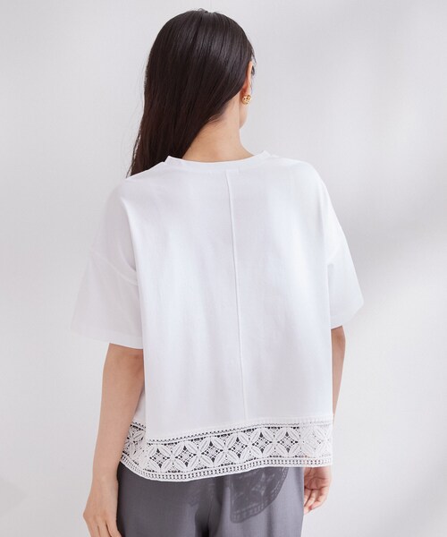 OPAQUE.CLIP(オペークドットクリップ)の「裾レースカットソー【洗濯機OK】(Tシャツ/カットソー・レディース・ブラック/ホワイト・42/40/38)」の13枚目の写真