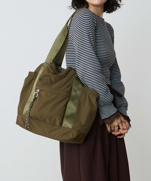 BONLECILL Marche(ボンルシールマルシェ)の「【BONLECILL Marche】《大容量/軽量》コードデザインラウンドトートバッグ/ユーティリティバッグ(トートバッグ・レディース・ブラック/カーキ/グレー・FREE)」の16枚目の写真