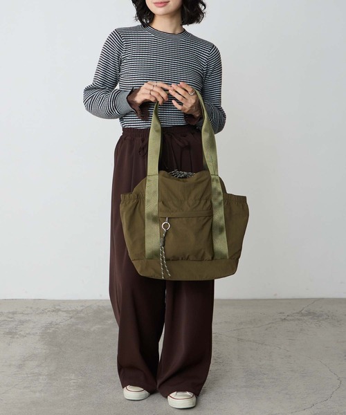 BONLECILL Marche(ボンルシールマルシェ)の「【BONLECILL Marche】《大容量/軽量》コードデザインラウンドトートバッグ/ユーティリティバッグ(トートバッグ・レディース・ブラック/カーキ/グレー・FREE)」の19枚目の写真