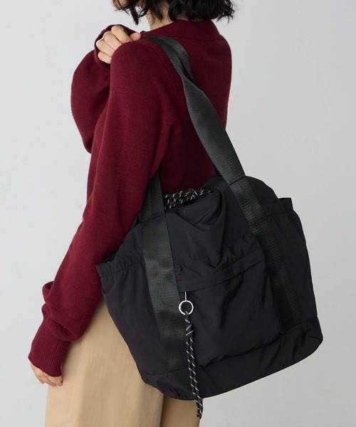BONLECILL Marche(ボンルシールマルシェ)の「【BONLECILL Marche】《大容量/軽量》コードデザインラウンドトートバッグ/ユーティリティバッグ(トートバッグ・レディース・ブラック/カーキ/グレー・FREE)」の5枚目の写真
