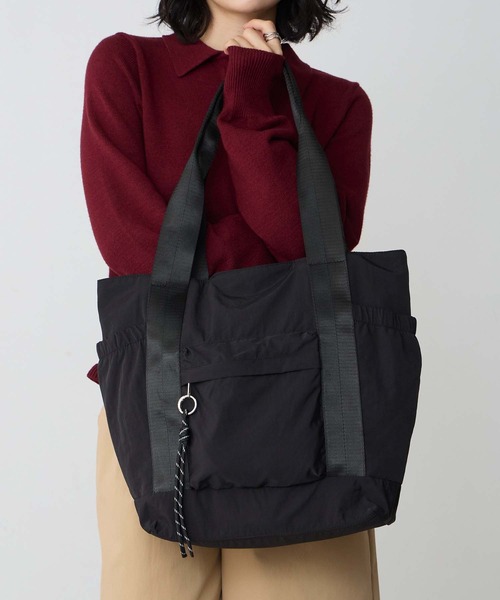 BONLECILL Marche(ボンルシールマルシェ)の「【BONLECILL Marche】《大容量/軽量》コードデザインラウンドトートバッグ/ユーティリティバッグ(トートバッグ・レディース・ブラック/カーキ/グレー・FREE)」の7枚目の写真