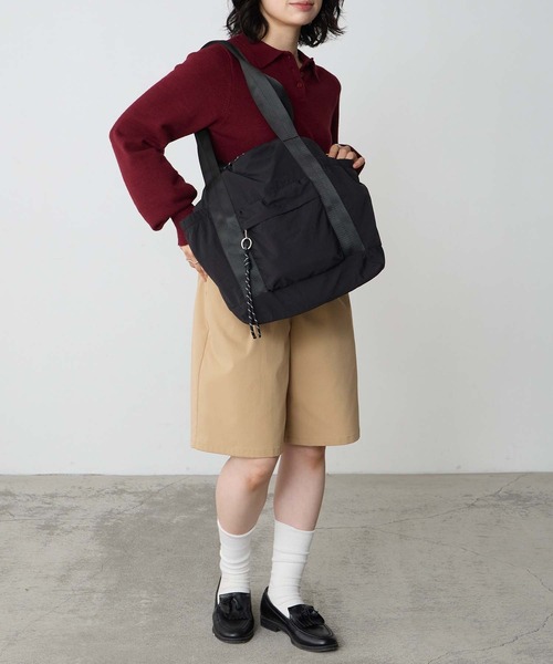 BONLECILL Marche(ボンルシールマルシェ)の「【BONLECILL Marche】《大容量/軽量》コードデザインラウンドトートバッグ/ユーティリティバッグ(トートバッグ・レディース・ブラック/カーキ/グレー・FREE)」の8枚目の写真
