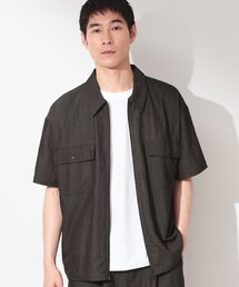 【セットアップ可／洗濯機OK】アソート ジップ半袖シャツ