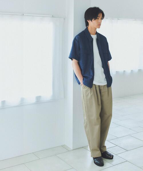 THE SHOP TK (ザ ショップ ティーケー )の「【セットアップ可/洗濯機OK】アソート ジップ半袖シャツ(シャツ/ブラウス・メンズ・ブルー系その他3/ネイビー/ブラック・03/02)」の15枚目の写真