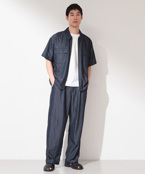 THE SHOP TK (ザ ショップ ティーケー )の「【セットアップ可/洗濯機OK】アソート ジップ半袖シャツ(シャツ/ブラウス・メンズ・ブルー系その他3/ネイビー/ブラック・03/02)」の10枚目の写真