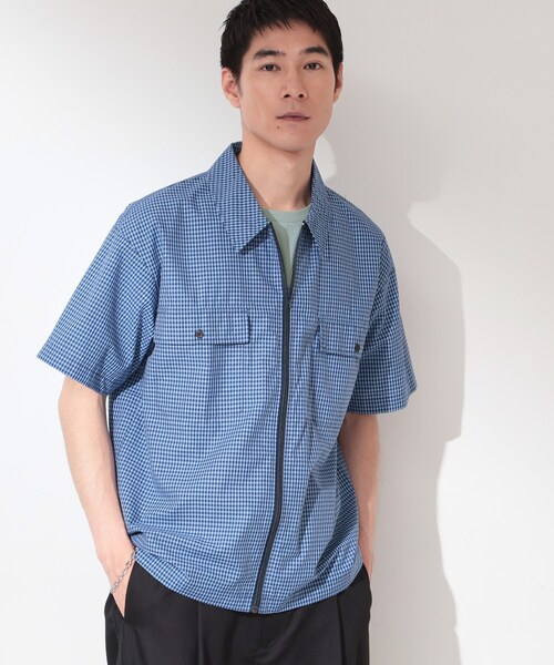 THE SHOP TK (ザ ショップ ティーケー )の「【セットアップ可/洗濯機OK】アソート ジップ半袖シャツ(シャツ/ブラウス・メンズ・ブルー系その他3/ネイビー/ブラック・03/02)」の12枚目の写真