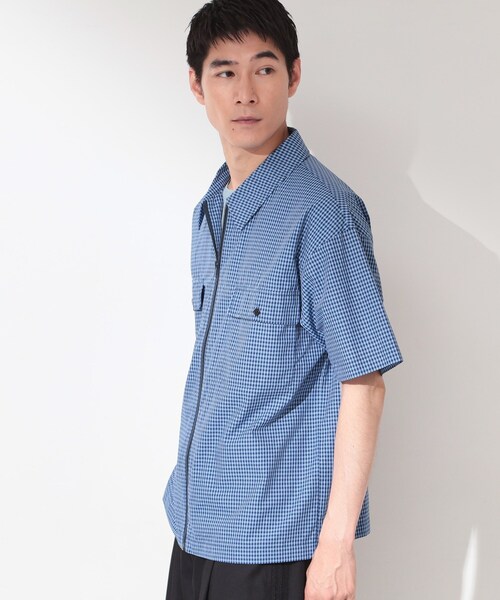 THE SHOP TK (ザ ショップ ティーケー )の「【セットアップ可/洗濯機OK】アソート ジップ半袖シャツ(シャツ/ブラウス・メンズ・ブルー系その他3/ネイビー/ブラック・03/02)」の13枚目の写真