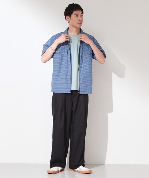THE SHOP TK (ザ ショップ ティーケー )の「【セットアップ可/洗濯機OK】アソート ジップ半袖シャツ(シャツ/ブラウス・メンズ・ブルー系その他3/ネイビー/ブラック・03/02)」の14枚目の写真