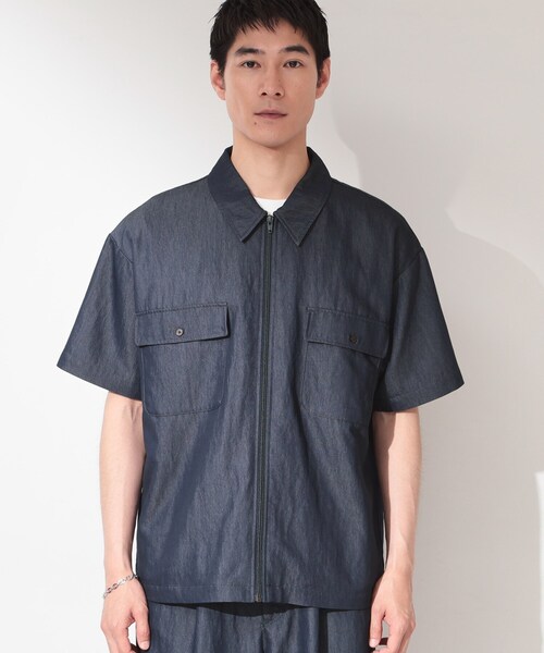 THE SHOP TK (ザ ショップ ティーケー )の「【セットアップ可/洗濯機OK】アソート ジップ半袖シャツ(シャツ/ブラウス・メンズ・ブルー系その他3/ネイビー/ブラック・03/02)」の18枚目の写真