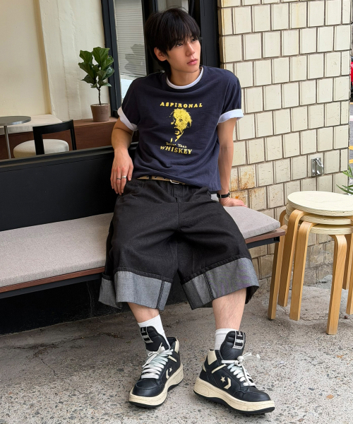 SCALLYWAG（スカリーワグ）の「[リュジョンラン × スケリーワック] ロールアップノンフェイドバミューダデニムショーツ[ブラック]（その他パンツ・レディース・その他・LARGE/X-LARGE/SMALL/MEDIUM）」の4枚目の写真