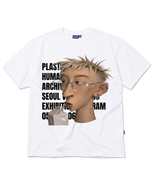 LAUGHER(ラファー)の「プラスチックヒューマンTシャツ - ホワイト(Tシャツ/カットソー・レディース・ホワイト・MEDIUM/LARGE/X-LARGE)」の1枚目の写真