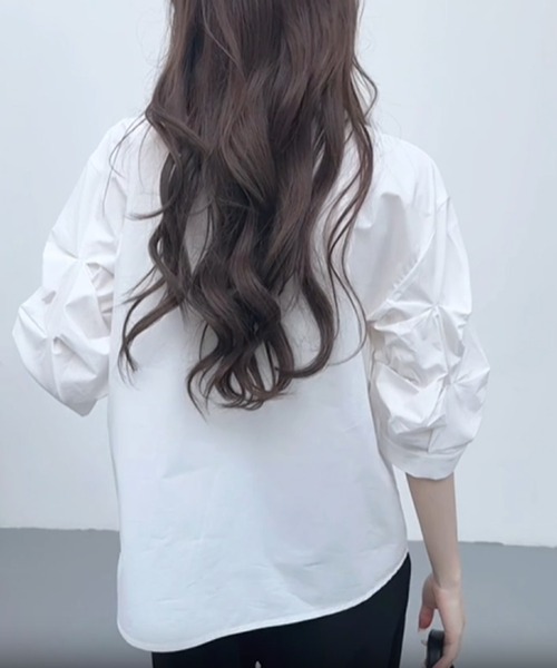 MILAE（ミレ）の「ボリュームスリーブスキッパーブラウス（シャツ/ブラウス・レディース・ブルー/ホワイト・L/M/S）」の7枚目の写真
