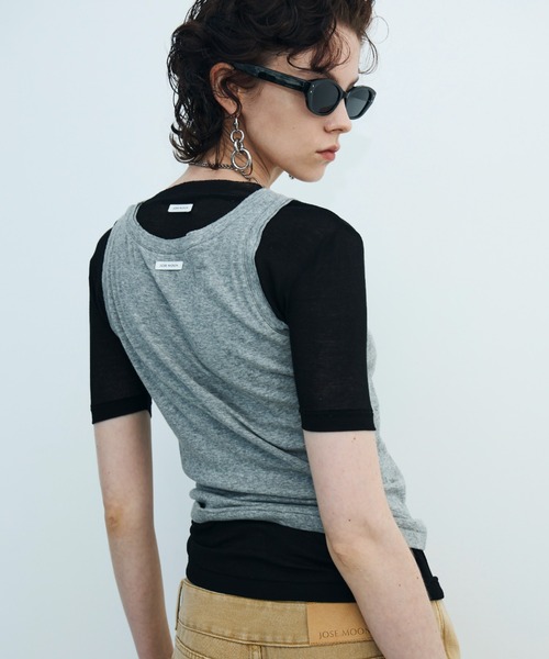 JOSE MOON(ジョゼムーン)の「SHEER RIB TEE /シアーリブT(Tシャツ/カットソー・レディース・ホワイト/グレー/ブラック/サックスブルー/ピンク・FREE)」の14枚目の写真
