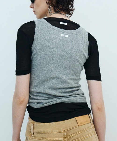 JOSE MOON(ジョゼムーン)の「SHEER RIB TEE /シアーリブT(Tシャツ/カットソー・レディース・ホワイト/グレー/ブラック/サックスブルー/ピンク・FREE)」の20枚目の写真