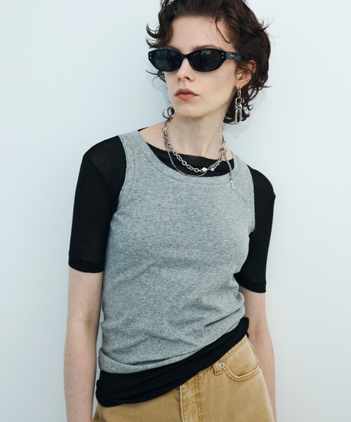 JOSE MOON(ジョゼムーン)の「SHEER RIB TEE /シアーリブT(Tシャツ/カットソー・レディース・ホワイト/グレー/ブラック/サックスブルー/ピンク・FREE)」の11枚目の写真