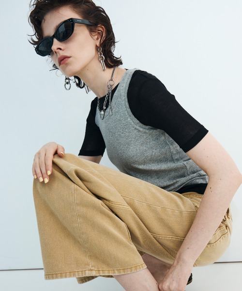 JOSE MOON(ジョゼムーン)の「SHEER RIB TEE /シアーリブT(Tシャツ/カットソー・レディース・ホワイト/グレー/ブラック/サックスブルー/ピンク・FREE)」の21枚目の写真
