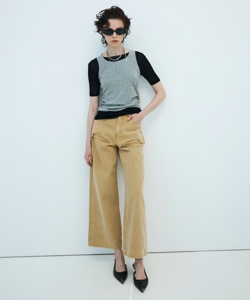 JOSE MOON(ジョゼムーン)の「SHEER RIB TEE /シアーリブT(Tシャツ/カットソー・レディース・ホワイト/グレー/ブラック/サックスブルー/ピンク・FREE)」の16枚目の写真