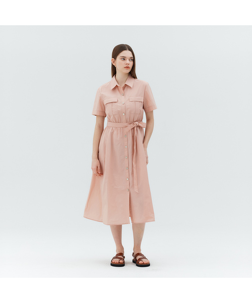 MIND BRIDGE WOMEN（マインドブリッジウーマン）の「[W]シャツ型ワンピース - 3カラー MYOP3201（ワンピース・レディース・ベージュ/ピンク・55/66）」の2枚目の写真