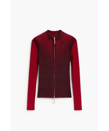 Red Two-Tone High-Gauge Double-Zip Knit/レッドバイカラー ハイゲージ ダブルジップ ニット