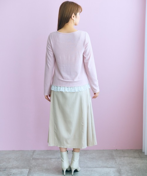 marun(マルン)の「<大きいサイズ>レースアソートドロストカットソートップス marun(Tシャツ/カットソー・レディース・ブラック/ピンク・5L/4L/3L/LL/L)」の9枚目の写真