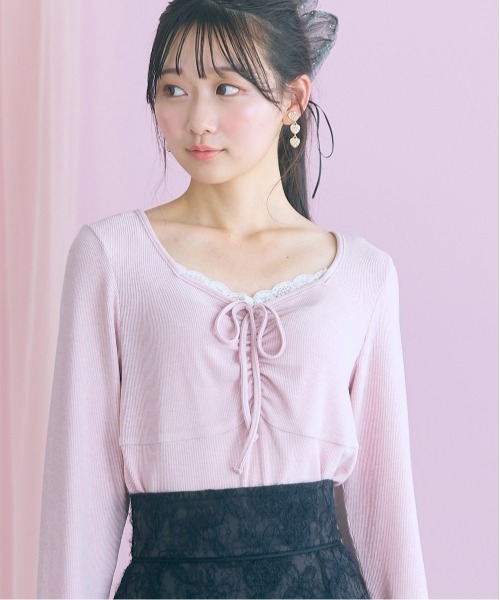 marun(マルン)の「<大きいサイズ>レースアソートドロストカットソートップス marun(Tシャツ/カットソー・レディース・ブラック/ピンク・5L/4L/3L/LL/L)」の11枚目の写真
