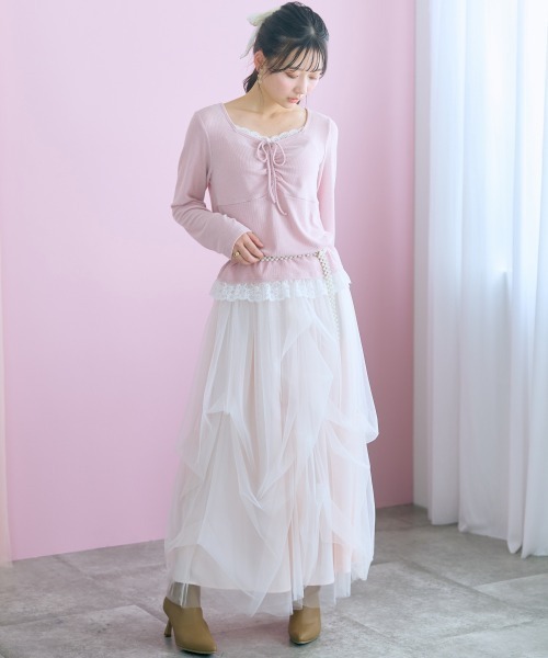 marun(マルン)の「<大きいサイズ>レースアソートドロストカットソートップス marun(Tシャツ/カットソー・レディース・ブラック/ピンク・5L/4L/3L/LL/L)」の22枚目の写真