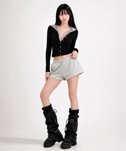 UNDEROFF（アンダーオフ）の「Aラインマイクロスウェットショーツメランジ（その他パンツ・レディース・ヘザーグレー・SMALL/MEDIUM）」の4枚目の写真