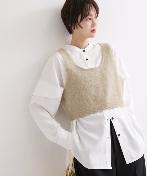 le cercle ADAM ET ROPE'(ルセルクルアダムエロペ)の「レイヤードニットビスチェ(その他トップス・レディース・グレー/ベージュ/レッド・FREE)」の3枚目の写真