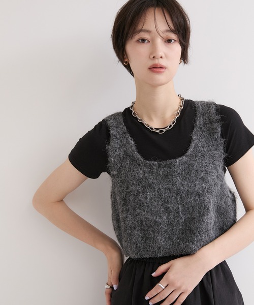 le cercle ADAM ET ROPE'(ルセルクルアダムエロペ)の「レイヤードニットビスチェ(その他トップス・レディース・グレー/ベージュ/レッド・FREE)」の11枚目の写真
