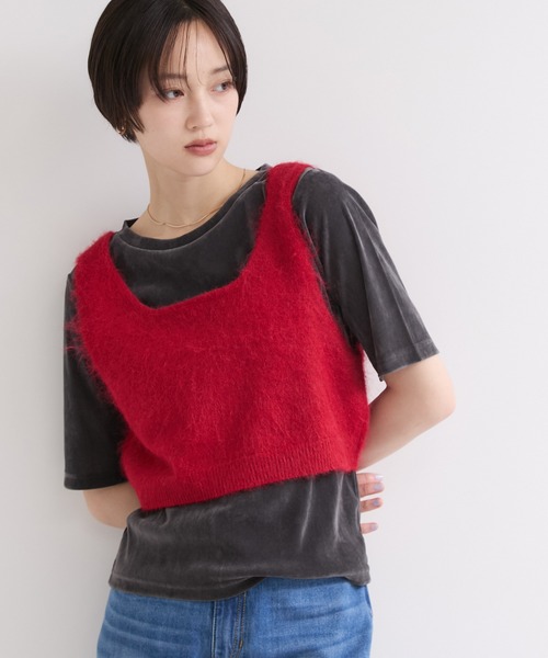 le cercle ADAM ET ROPE'(ルセルクルアダムエロペ)の「レイヤードニットビスチェ(その他トップス・レディース・グレー/ベージュ/レッド・FREE)」の12枚目の写真