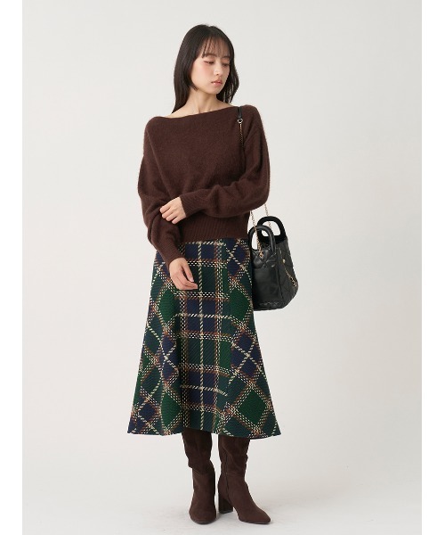 SNIDEL(スナイデル)の「ロービングチェックミドルスカート(スカート・レディース・アイボリー/グリーン/キャメル・1/0)」の11枚目の写真