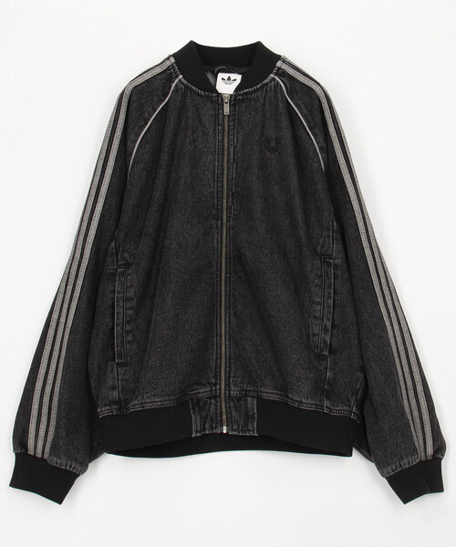adidas(アディダス)の「adidas/アディダス SST ADICOLOR DENIM TRACKTOP/SSTアディカラーデニムトラックトップ(ジャージ・レディース・ブラック・MEDIUM/SMALL)」の1枚目の写真
