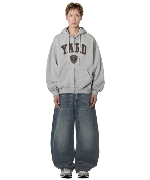 Openyard(オープンヤード)の「『Openyard/オープンヤード』COLLEGIATE CREST HOODIE ZIP UP/カレッジエイトクレストジップアップパーカー(パーカー・メンズ・ピンク/グレー・M/L)」の7枚目の写真
