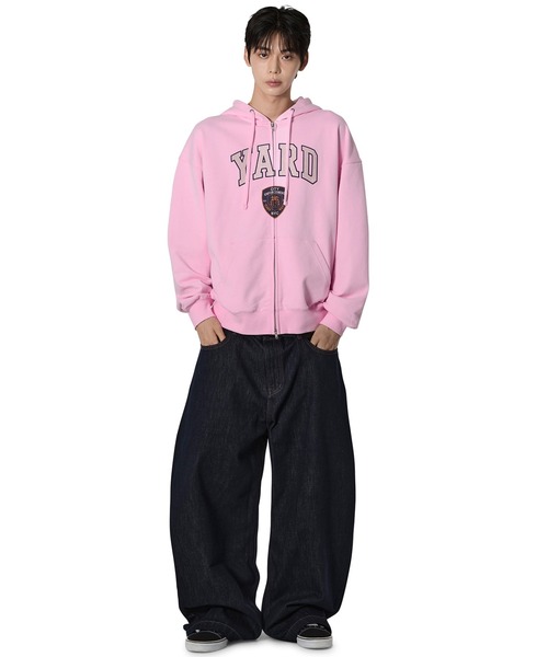 Openyard(オープンヤード)の「『Openyard/オープンヤード』COLLEGIATE CREST HOODIE ZIP UP/カレッジエイトクレストジップアップパーカー(パーカー・メンズ・ピンク/グレー・M/L)」の12枚目の写真