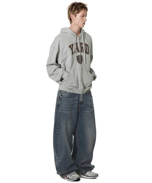 Openyard(オープンヤード)の「『Openyard/オープンヤード』COLLEGIATE CREST HOODIE ZIP UP/カレッジエイトクレストジップアップパーカー(パーカー・メンズ・ピンク/グレー・M/L)」の8枚目の写真