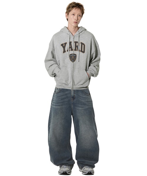 Openyard(オープンヤード)の「『Openyard/オープンヤード』COLLEGIATE CREST HOODIE ZIP UP/カレッジエイトクレストジップアップパーカー(パーカー・メンズ・ピンク/グレー・M/L)」の6枚目の写真