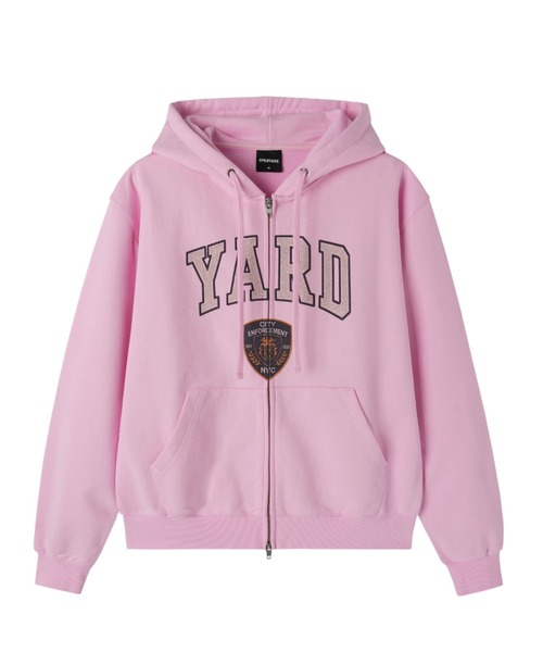 Openyard(オープンヤード)の「『Openyard/オープンヤード』COLLEGIATE CREST HOODIE ZIP UP/カレッジエイトクレストジップアップパーカー(パーカー・メンズ・ピンク/グレー・M/L)」の4枚目の写真