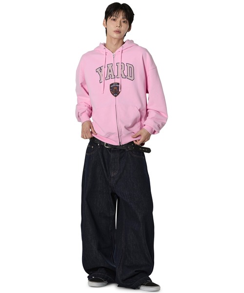 Openyard(オープンヤード)の「『Openyard/オープンヤード』COLLEGIATE CREST HOODIE ZIP UP/カレッジエイトクレストジップアップパーカー(パーカー・メンズ・ピンク/グレー・M/L)」の11枚目の写真